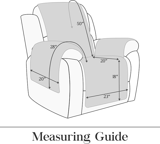 TOMORO Non-Slip Quilted Recliner Cover, 100% Waterproof Recliner Chair Slipcover Furniture Protector with Pockets, Washable Couch Cover with Elastic Straps for Kids and Pets，23 Inch