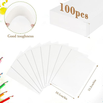 100PCS 4x6 Watercolor Paper Bulk, 140lb/300g Cold Press Thick Water Color Paper Pad for Kid Child Adult, White Art Paper for Drawing Painting Markers Gouache, Textured Cotton Paper Sheets