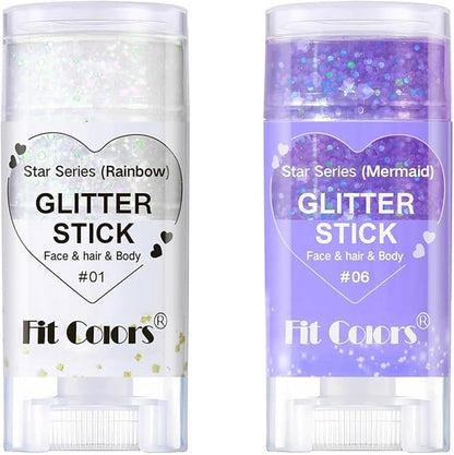 Face Body Glitter Stick,Music Festival Accessories Outfits for Women,Hair Glitter Makeup,Mermaid Chunky Glitter Face Paint,Waterproof Sparkle Face Glitter for Country Concert