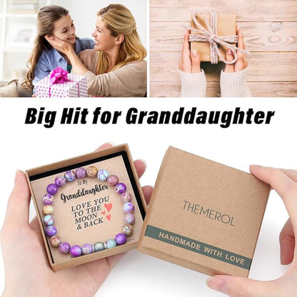 THEMEROL Handmade Gifts for Girls/Women-Love/Protection-Natural Crystal Bracelet for Daughter Granddaughter Niece Sister Mom Aunt Wife