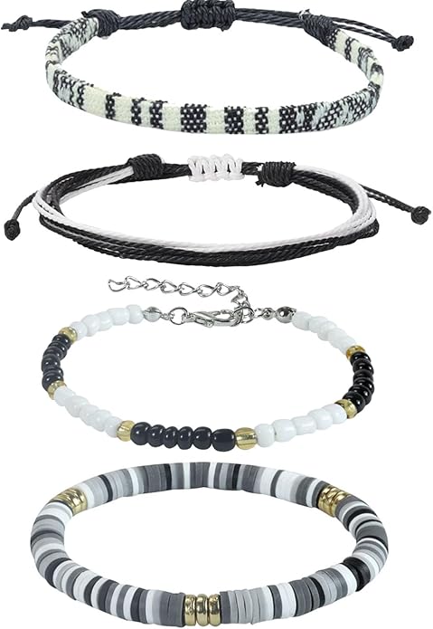 Beach Bracelet Set for Men and Women, Surfer Men Bracelet, Braided Boho Summer Bracelets Adjustable Men's Bracelet Handmade Women Bracelet String Rope Ankle Bracelets Birthday Gift