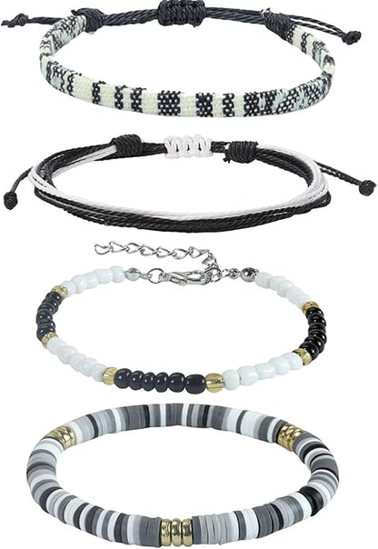 Beach Bracelet Set for Men and Women, Surfer Men Bracelet, Braided Boho Summer Bracelets Adjustable Men's Bracelet Handmade Women Bracelet String Rope Ankle Bracelets Birthday Gift