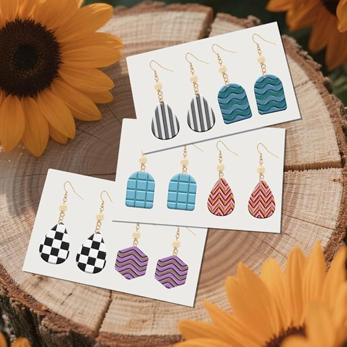 ORIGACH 7 Pcs Stripes Waves Polymer Clay Cutters Set Earring Clay Cutter DIY Craft Supplies for Earring and Jewelry Making