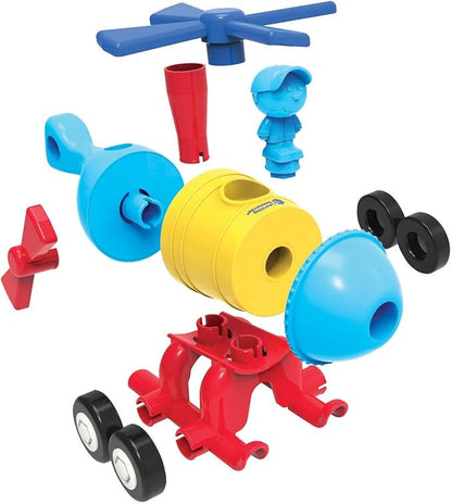 Learning Resources 1-2-3 Build It! Rocket-Train-Helicopter, Toddler Building Toy, 17 Pieces, Ages 2+, Multicolor, LER2859