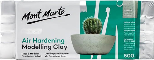 Mont Marte Air Hardening Modelling Clay 1.1lb (500g) in Granite, Stone Colored Clay for Sculpting, Subtle Shimmer Effect, Ideal for Professional Modelling and Crafts