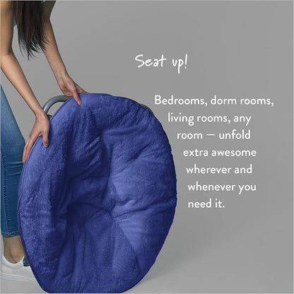 Urban Lifestyle Faux Fur Saucer Chair with Metal Frame, One Size, Blue