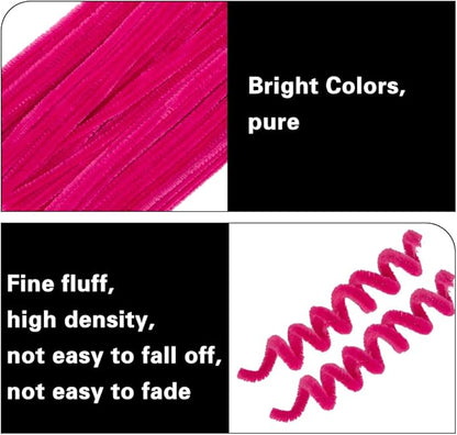 100 Pieces Pipe Cleaners Chenille Stem, Solid Color Pipe Cleaners Set for Pipe Cleaners DIY Arts Crafts Decorations, Chenille Stems Pipe Cleaners (Rose Red)