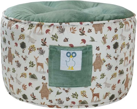 GooseWaddle Soft and Comfortable Kids Ottoman Toddler Pouf Seating for Your Little One's Playroom or Nursery (Cedar Sage)