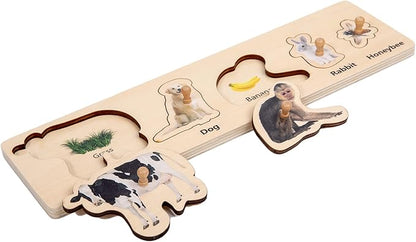 Adena Montessori AInteractive Animal Puzzle Set: Discover The World of Animals and Their Diets PuzzleToys for 2 Years Old Toddler Infant