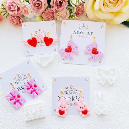Valentine’s Day Polymer Clay Cutters Set – Romantic Polymer Clay Molds, Clay Cutters, Clay Earring Cutters, Clay Tools