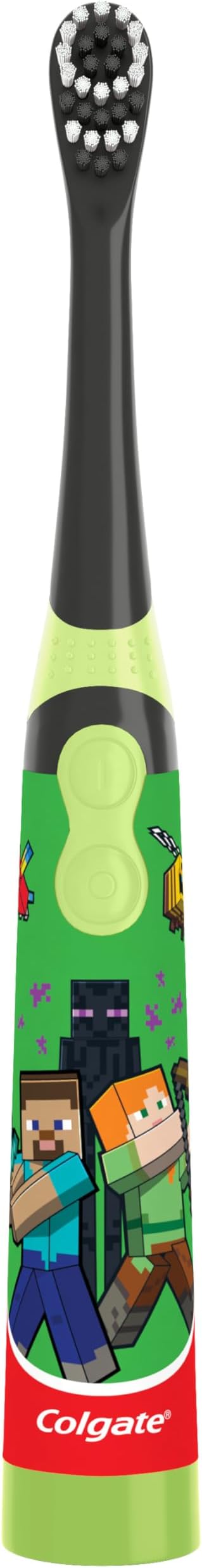 Colgate Kids Battery Powered Minecraft Toothbrush, Extra Soft Kids Battery Toothbrush with 1 AA Battery Included, Made for Ages 3 and Up, Features Easy On and Off Switch, Flat Lay Handle, 1 Count