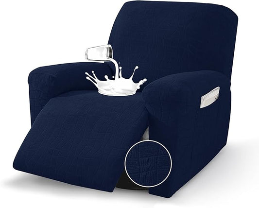 MAXIJIN Waterproof Recliner Covers for Large Recliner 3 Pieces Oversized Recliner Chair Covers, Washable Lazy Boy Reclining Slipcovers with Pockets for Pet, Kids (XL Recliner, Navy Blue)