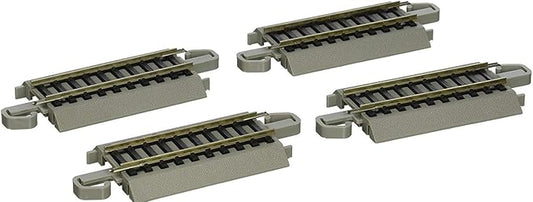 Bachmann Trains - Snap-Fit E-Z TRACK 3” STRAIGHT TRACK (4/card) - NICKEL SILVER Rail With Gray Roadbed - HO Scale