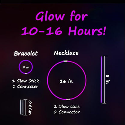 75 Glow Sticks Bracelets and Necklaces, 8'' Glowsticks Bulk Pack Bright Glow in the Dark Party Supplies for Kids (Purple)