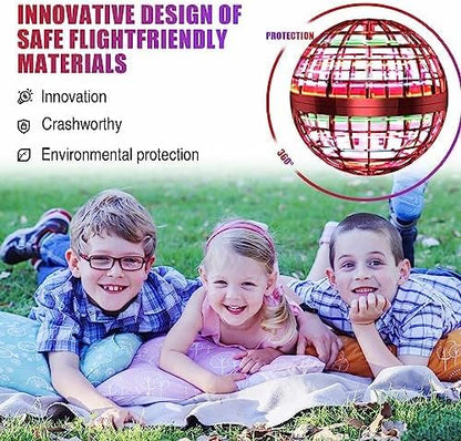 2025 Flying Orb Ball Toy, Galaxy Boomerang Hover Ball Led Lights Mini Drone Globe Hand Controlled Flying Ball Toys Cool Toys Gift for 6 7 8 9 10+ Year Old Boys Girls Teens Outdoor Toys (Red)