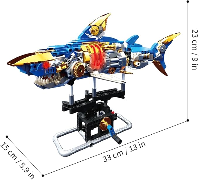 RiceBlock Shark Building Blocks Sets, Sea Animal Building Toys for Ages 8-13, Adult Challenge STEM Toys for Kids, Adults Crossing Ocean, 685 Pieces