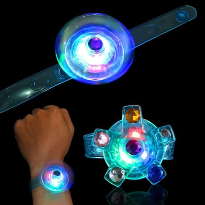 WELLVO 32 Pack LED Light Up Fidget Spinner Bracelets Party Favors For Kids 4-8 8-12, Glow in The Dark Party Supplies, Birthday Gifts, Treasure Box Toys for Classroom, Pinata Goodie Bags Stuffers
