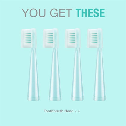 Vekkia Dragon Lord Electric Toothbrush Replacement Heads - 7X More Plaque Removal, End-Rounded 3D Curved Soft Bristles, Comfortable & Efficient Clean Teeth, Perfect for Kid Small Mouth, Blue (4 Pack)