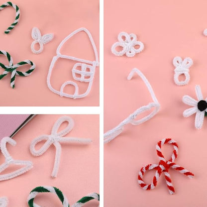 110 White Pipe Cleaners - Chenille Stem Art Supplies for Crafts and Decoration