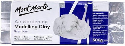 Mont Marte White Air Hardening Modeling Clay, 500g (1.1lb). Dries in Approximately 24 Hours. Suitable for Sculptors and Modelers of All Skill Levels.
