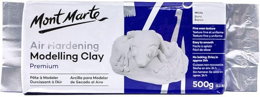 Mont Marte White Air Hardening Modeling Clay, 500g (1.1lb). Dries in Approximately 24 Hours. Suitable for Sculptors and Modelers of All Skill Levels.