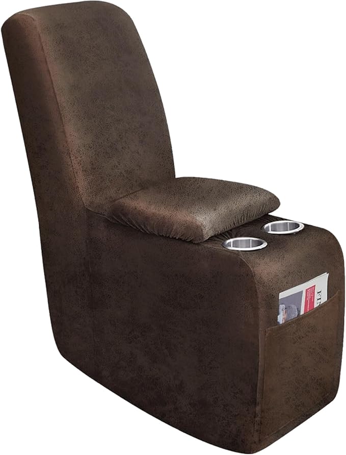 molasofa Leather Like Additional Recliner Console Cover for Reclining Loveseat Covers Stretch Jacquard Middle Console Cover for Recliner Couch and Sofa Dark Brown