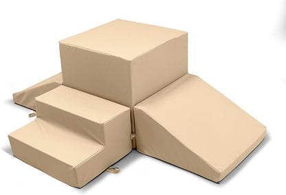 Foamnasium Gymnasium, Indoor Foam Playset, 4 Piece Soft Toddler and Active Kids Play Foam Climber for Crawling, Climbing, Sliding and Jumping, Made in The US, Enhanced Camel