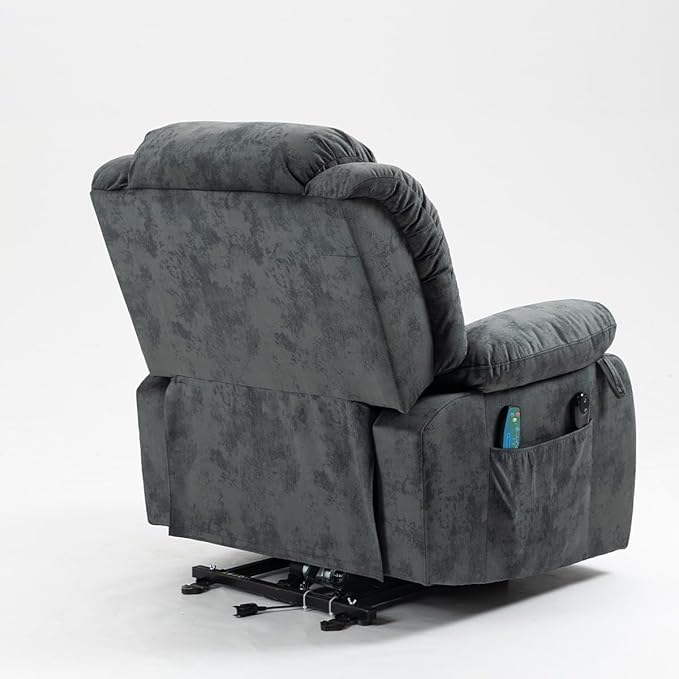FANYE Electric Power Lift Recliner Chair for Elderly W/Massage and Heat, 2 Remote Controllers Infinite Positions Large Velvet Upholstery Recliner&Armchair W/Side Pockets for Living Room