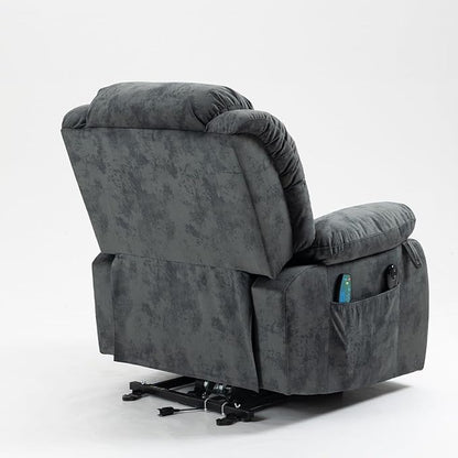 FANYE Electric Power Lift Recliner Chair for Elderly W/Massage and Heat, 2 Remote Controllers Infinite Positions Large Velvet Upholstery Recliner&Armchair W/Side Pockets for Living Room