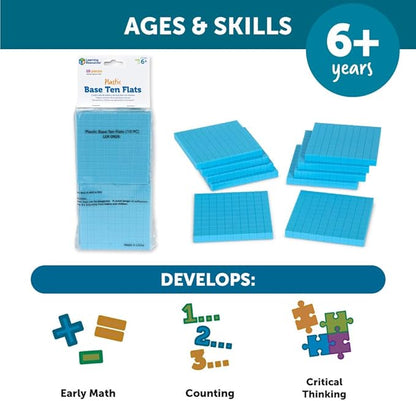 Learning Resources Plastic Base Ten Flats, 10 Piece (LER0926)