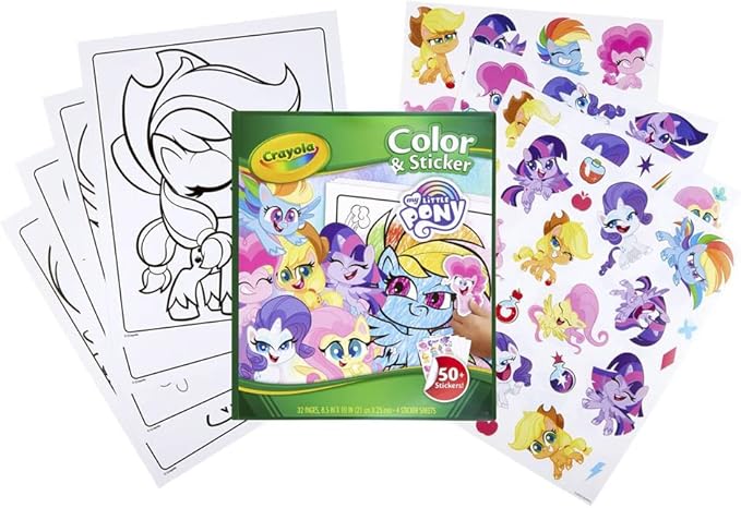 Crayola My Little Pony Coloring Pages and Stickers, Gift for Kids, Ages 3, 4, 5, 6