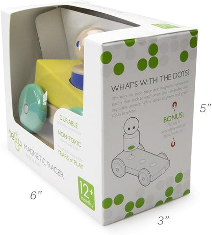 3 Piece Tegu Magnetic Racer Building Block Set, Yellow Big Top