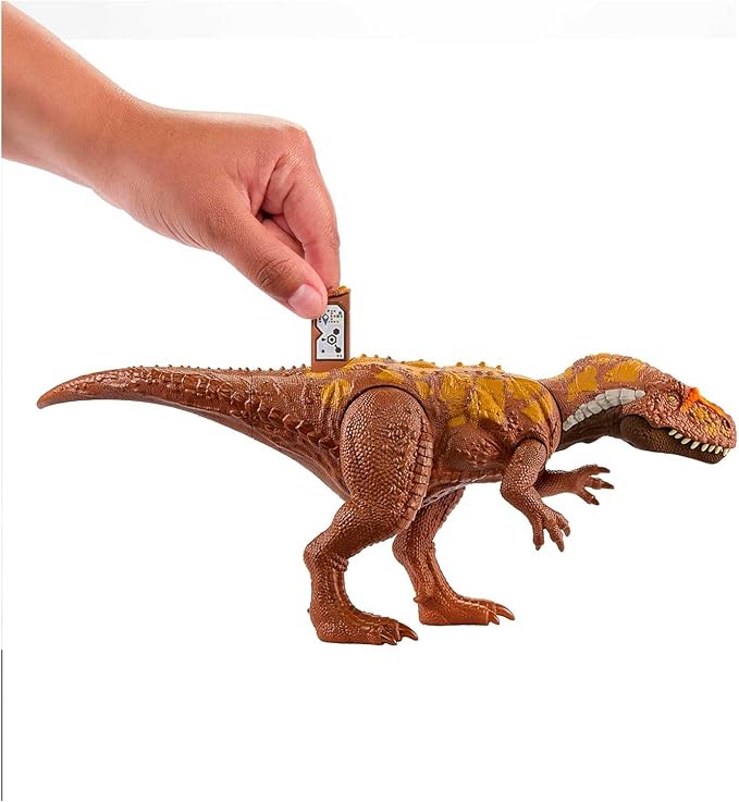 Mattel Jurassic World Wild Roar Dinosaur Toy with Sound & Attack Move, Megalosaurus Posable Action Figure Includes Digital Play, 11 inches Long