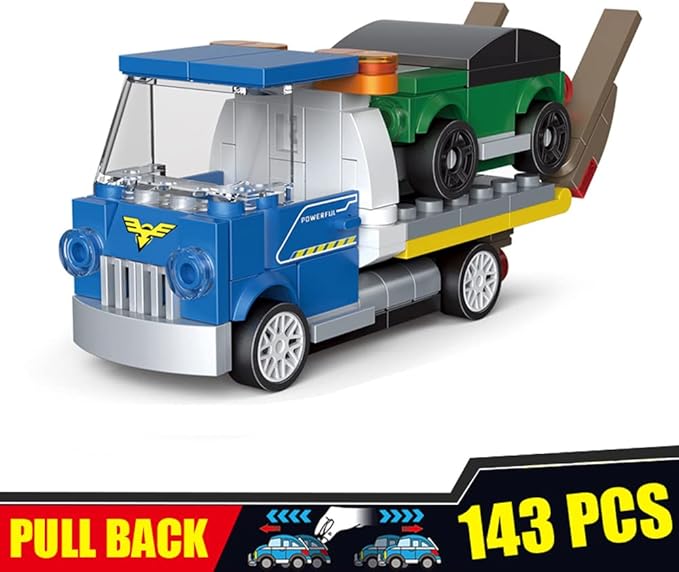 Pull Back Car Building Blocks Sets, Pull and Go, 3D Assembly Vehicles for Boys Building Block Car Toys Party Favor for Kids Age 6 7 8 9 10, 419 Pieces