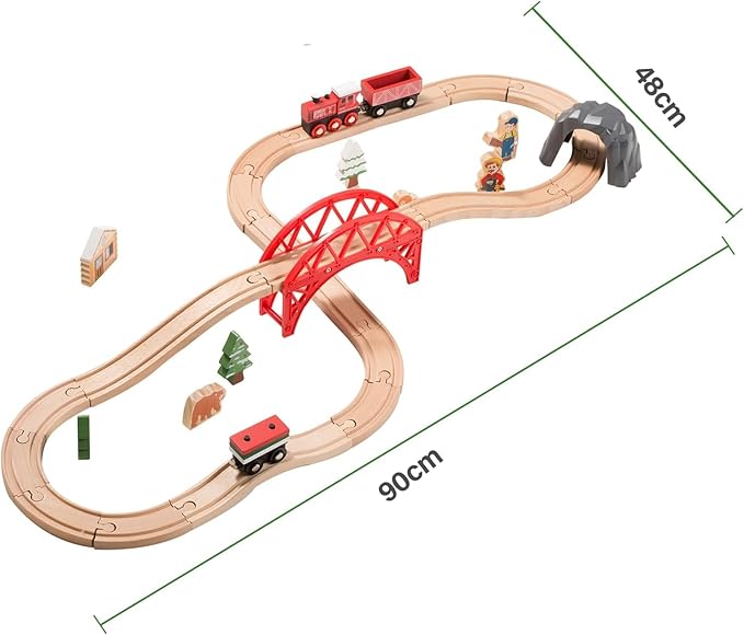 36 PCS Christmas Wooden Train Set Toy for Toddler Kids, Expandable Changeable Wooden Train Track for Boys & Girls 3-7, Christmas Birthday Gift, fits for Brio,Thomas, Melissa and Doug