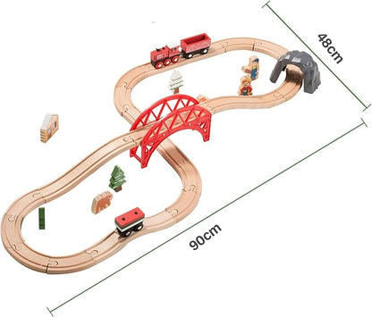 36 PCS Christmas Wooden Train Set Toy for Toddler Kids, Expandable Changeable Wooden Train Track for Boys & Girls 3-7, Christmas Birthday Gift, fits for Brio,Thomas, Melissa and Doug