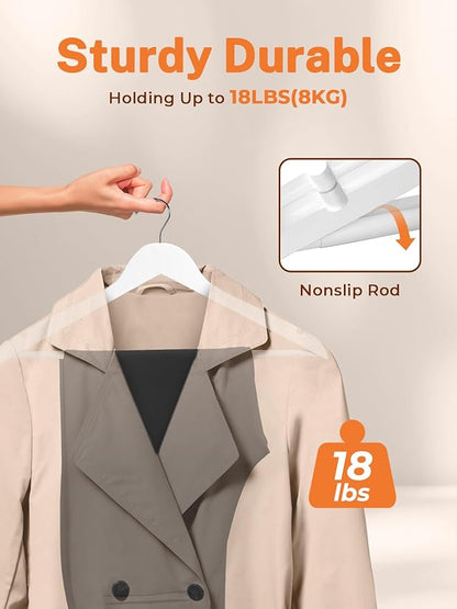 HOUSE DAY White Wooden Hangers 10 Pack Wood Clothes Hangers Smooth Finish Wooden Coat Hangers for Closet Heavy Duty Hangers Solid Wood Hangers Suit Hangers for Clothes, Jacket, Shirt, Tank Top, Dress