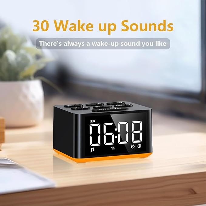Small Sunrise Digital Alarm Clock Desk Bedroom Bedside Clocks with 2 Alarm Settings Snooze & Wake Up Light Sound White Noise Machine 27 Sleep Nature Sounds Ideal Gift for Kids Adults Heavy Sleepers