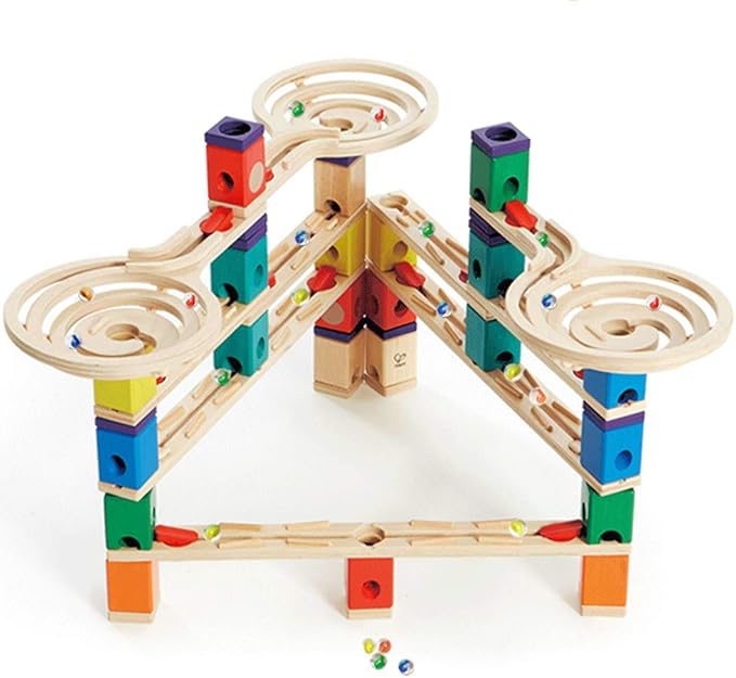 Hape Wooden Quadrilla Marble Run Vertigo Construction with Instruction| 134-PIECE STEM Educational Learning Toys for Kids