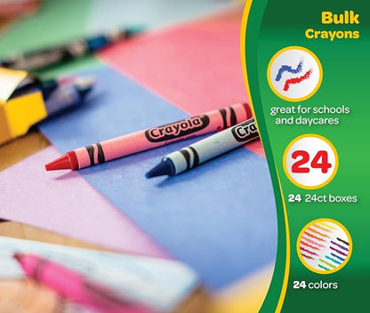 Crayola Crayons Bulk (24 Packs), Back to School Supplies for Preschool & Kindergarten, Bulk Crayons for Kids, Classroom Supplies