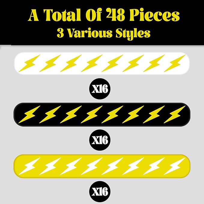 48 PCS Lightning Bolt Slap Bracelets Flash Wristbands, Party Favors, Goodie Bag Fillers for Lightning Bolt and Flash Birthday Decorations