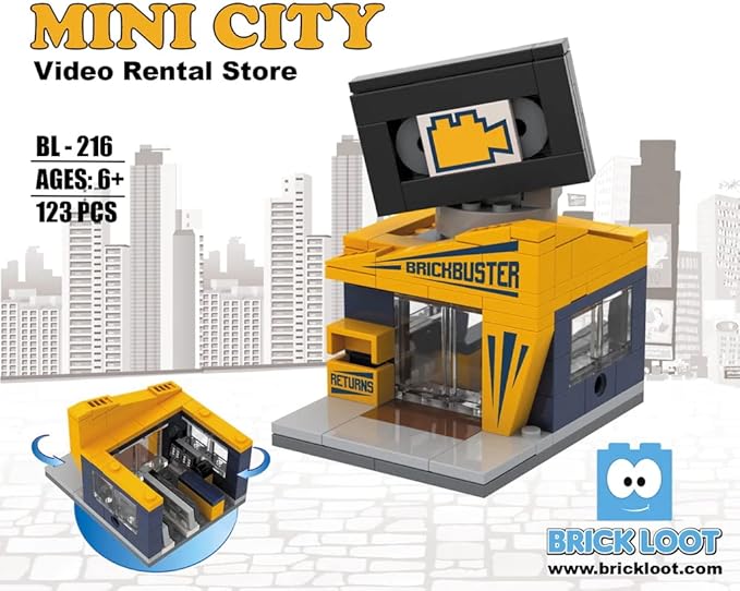 Brick Loot Exclusive Mini City Video Rental Store - Custom Designed 123 Piece Model - Compatible with Lego and Other Major Brick Brands …