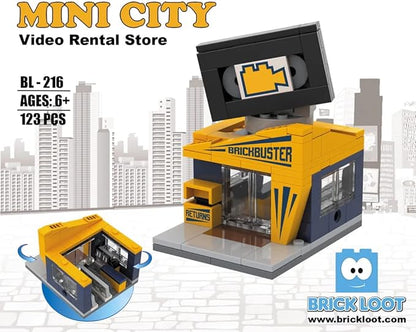 Brick Loot Exclusive Mini City Video Rental Store - Custom Designed 123 Piece Model - Compatible with Lego and Other Major Brick Brands …