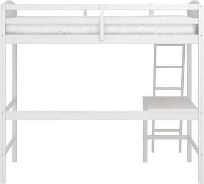 Hillsdale Alexis Contemporary Wood Arch Twin Size Loft Bed with Desk, White