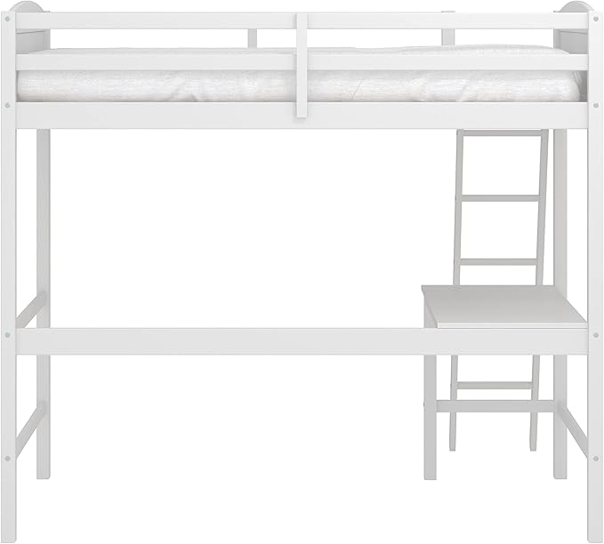 Hillsdale Alexis Contemporary Wood Arch Twin Size Loft Bed with Desk, White