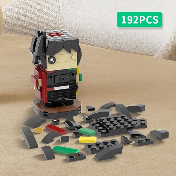 MOOXI-MOC Anime Brick Mini Headz Tomioka Giyuu Building Set,Creative Cute Building Blocks Children Kits,Gifts for Kids(192pcs)