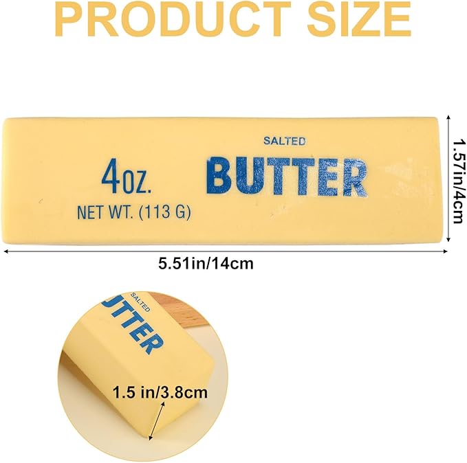 2pcs Squeeze Butter Squishy Toy, PU Material Butter Stick Slow Rising Squeeze Food Fidget Toy for Office School (Light Yellow)