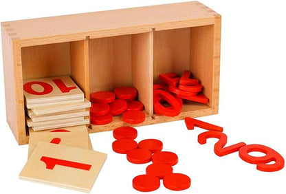 Montessori Cards & Counters with Cut-Out Numeral Math Games & Teaching Numbers Counting Toys