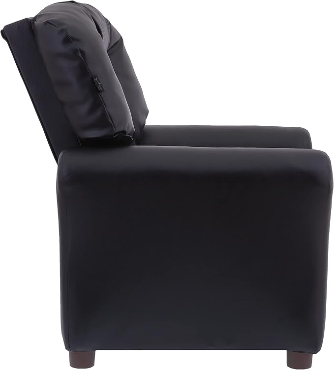 The Crew Furniture Traditional Kids Recliner, Toddler Ages 1-5 Years, Pu Faux Leather, Black