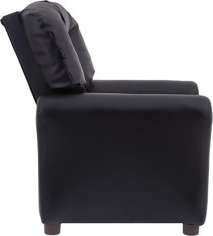 The Crew Furniture Traditional Kids Recliner, Toddler Ages 1-5 Years, Pu Faux Leather, Black